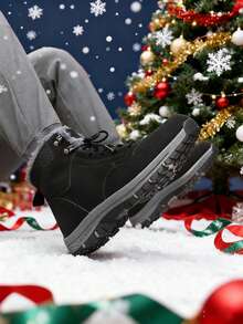 بوت رجالية للخارج جديدة للخريف/الشتاء، بوت عالية الكاحل ذات نعل سميك، خفيفة الوزن وداف ئة، بوت شتوية رجالية من البولي يوريثان مقاس كبير (39-47 أوروبي)، بوت للتنزه والمشي في الهواء الطلق، بوت شتوية رجالية، بوت للتخييم، بوت للمسارات الخارجية، بوت تسلق، مبطنة بطبقة عازلة، بوت كاجوال مريحة، بوت مشي دافئة، مضادة للانزلاق وقوية، بوت ثلج سوداء