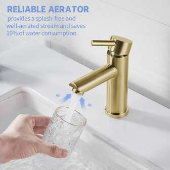 1 st borstad guld rostfritt stål badrumskran - enkel kall- och varmvattenkran badrumstillbehör badrumsverktyg