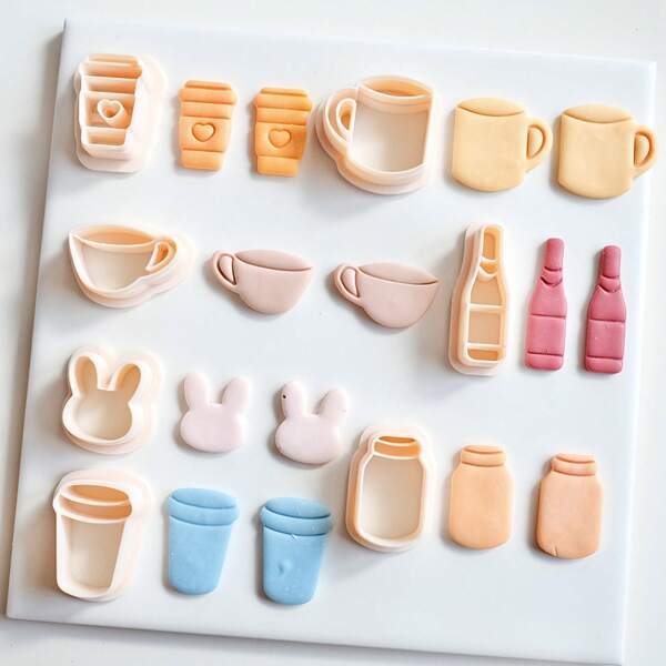 Wine Bottle Coffee Tea Cup Clay Cutters For Earrings Making Clay Cutters For Polymer Clay Jewelry, Jewelry Making Kits