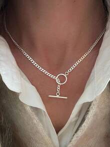 1pc Geometric OT Clasp Necklace, Suitable For Women's Daily Wear