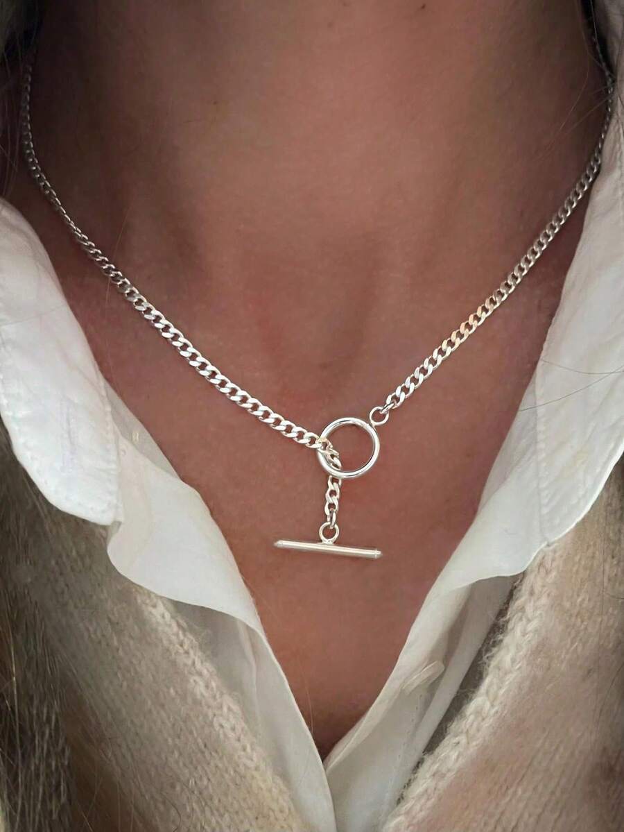 1pc Geometric OT Clasp Necklace, Suitable For Women's Daily Wear