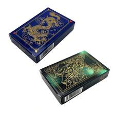 1 baraja de 55 cartas de juego de plástico transparente con gráficos impresos a color de dragón/tigre, resistente al agua, para juegos de mesa clásicos en casa, viajes o regalos de Navidad, Halloween y Acción de Gracias