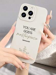 Christian Quote Phone Case For IPhone 17 16 15 14 13 12 11 Series, "You Are God's Masterpiece" Religious Inspirational Soft TPU Back Cover, Aesthetic Bible Verse Protective Case For Women Girls, Daily Use & Gift - 古董白 - 查看 4