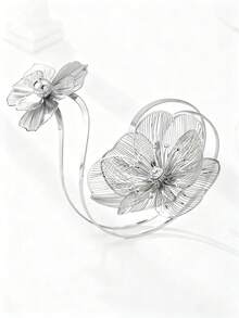 1件蝴蝶花朵臂环，夏季女士身体饰品 - 銀色 - 查看 4