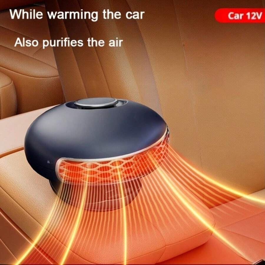 1 Unit, High Power 12V 120W Portable Car Heater, Dual Function Fast Heating And Cooling, Plug And Play Car Dehumidifier, Fast Defrosting, Improve Driving Comfort, Compatible With All Models, Essential Car Accessories - Black - View 1