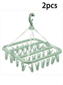 Suszarka do skarpet, wieszak na ubrania z 32 klipsami, wieszak na ubrania do wewnątrz i na zewnątrz, składana obrotowa suszarka do ubrań, odpowiednia do bielizny, skarpetek, małych części garderoby, do użytku na zewnątrz i na balkonie - oszczędzająca miejsce, bez zasilania, wisząca linka na ubrania, wieszak na ubrania, pralnia