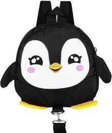 Mochila de arnés para bebés Mochila de  para caminar para niños pequeños con patrón de dibujos animados y arnés de bolsa de viaje antipérdida para bebés de 1-3 años(22 * 22 * 4cm-Negro) - 1 - Ver 6