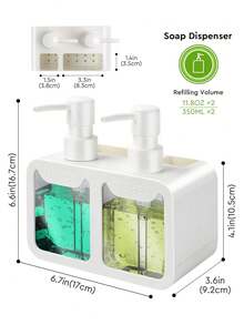 1pc Dish Soap Dispenser For Sink Countertop, Soap Dispenser With Sponge Caddy And Brush Holder, Refillable Lotion Dispenser, Lotion Container For Bathroom, Bathroom Accessories, Home Decor, Furniture For Home Kitchen Items Kitchen Accessories Kitchen Kitchen Tools - one-size - View 5
