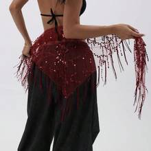 1pc Women's Belly Dance Costume, Sequin Fringe Belly Dance Hip Scarf, Thai/Arabian Dance Skirt Waist Belt - Multicolor - View 13