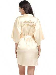 de satén para mujer, con purpurina dorada, para dama de, boda,, para ropa de dormir - Burdeos - Ver 11