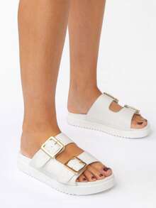 Women's Sandal Papete European Style Buckle Blogger Versatile Comfortable - White - View 4