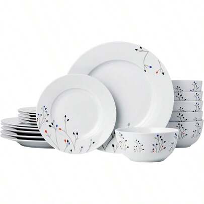 18Piece Kitchen Dinnerware Set Plates Dishes Bowls Service For 6 Branches