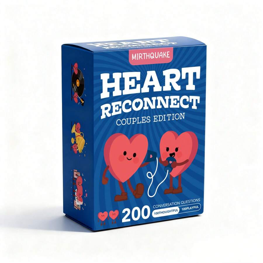 Heart Reconnect Couples Edition Card Game – 200 Conversation Starter Questions (100 Thoughtful & 100 Playful) For Couples, Date Night, Relationships, Fun & Meaningful Connection Valentines - Multicolor - View 1