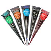 yikexuanli 5件套圣诞镂空图案模板 + 5色海娜纹身膏套装，色彩缤纷，设计多样，适用于面部点彩，防水半永久海娜纹身膏，男女皆宜，可用于临时纹身和人体彩绘。 - 彩色 - 查看 11