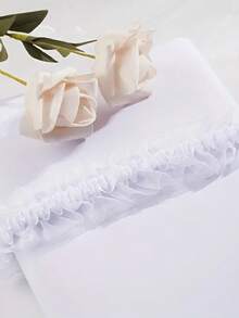 Sexy Lingerie Accessory Elegant White Sheer Hard Yarn Thigh Loop With Ruffled Detail - Stretchy Elastic Leg Ring For Weddings And Formal Events, Minimalist Style, Wedding Accessory|Elegant Legwear|Strapless Desig - White - View 4