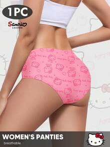 Sanrio 3pcs Sanrio Kitty Low-Waist Printed Panties With Bow Detail For Women