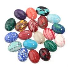 10pcs/Pack Oval Turquoise Print Gemstone Cabochons, Random Mixed Color Stones, Fashionable Casual Elegant Vintage Handmade DIY Jewelry Decor, Suitable For Necklace Ring Bracelet Crafts, Jewelry Making Supplies