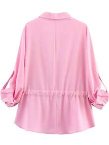 1 Stück Damen Vintage Loose Lässig Hemdkragen Langarm Einreiher Wollemischung Jacke, Herbst/Winter