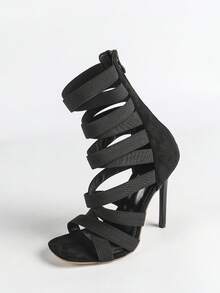 春夏女士黑色舞蹈鞋、罗马凉鞋、爵士舞防滑踝靴、高跟鞋 - 黑色 - 查看 6