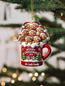 Personalized Custom 2-9 Names Christmas Ornament - Custom Text Pendant, Acrylic Material, Smooth Finish - Great For Christmas Tree Decoration, Family Holiday Gifts, Home Festive Decor - Suitable For Adults, Kids, Newlyweds, Gift Recipients - Gingerbread Theme, Christmas Keepsake, Holiday Accessory,Personalized Christmas Ornament,Custom Christmas Tree Decor,Christmas Gift ,Personalized Gifts