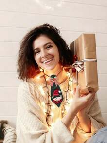 1pc, Christmas Fairy Bow Tie Decoration, Christmas Doll Decoration Tie, Fairy Bow Tie Pendant, Shop Window Doll Decoration Accessory, Car Cab Hanging Decoration, Christmas Tree Hanging Decoration Bow Tie. Christmas Decorations Winter Room Decor