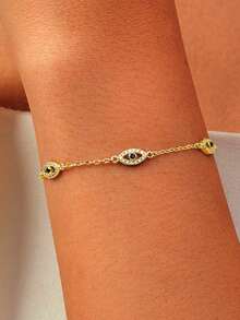 1pc S925 Sterling Silver Minimalist Hollow Devil's Eye Design Bracelet, Women's Luxury Versatile Eye-Shaped Accessory, Gift