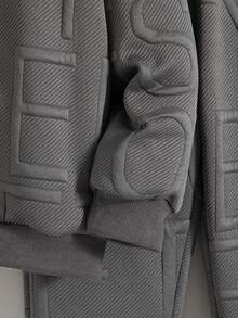 2pcs/Set Boys Casual Solid Color Zipper Hoodie Jacket And Pants Outfit, Spring/Autumn