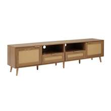 (=N625P237970971A)Supporto TV, 200*37*49 cm, Supporto TV Kunststoff Rattan Design, Supporto TV Massivholz Füße, Pannello TV in rattan - Colore del legno - Visualizzare 5