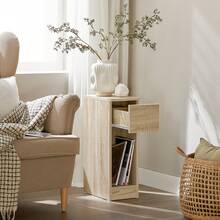 SoBuy Bedside Table With Drawer For Box Spring Bed, Sofa Table, Side Table, Narrow Telephone Table, Bedside Cabinet, Bedside Table, W X H X D Approx.: 20 X 60 X 35 Cm FBT111x2