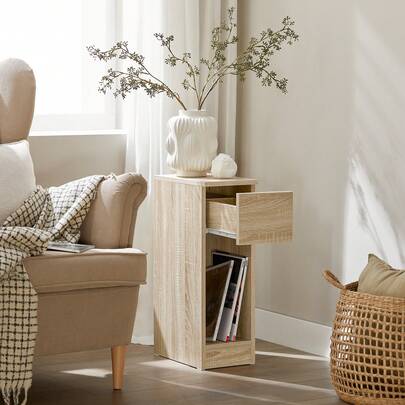 SoBuy Nattduksbord med låda för boxmadrass, soffbord, sidobord, smalt telefonbord, nattduksskåp, nattduksbord, B x H x D ca: 20 x 60 x 35 cm FBT111x2