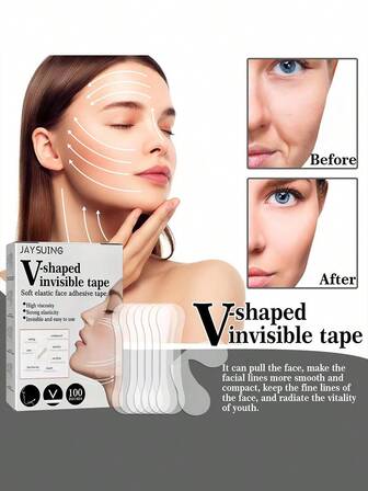 100PCS Invisible Lifting Strap V-Face Breathable And Tight Strap Chin Lifting Tool Wrinkle Removal Facial Lifting Patch