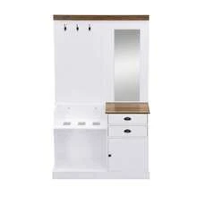 Wardrobe Set With Mirror, Hooks, Drawers And Umbrella Stand. - 白色 - 查看 11