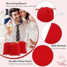 2025Shintop 20pcs Velvet Bags With Drawstrings, 4x6inch Gift Bags Black Velvet Jewelry Pouches For Dice Wedding Party Favor - Đỏ - Xem 5
