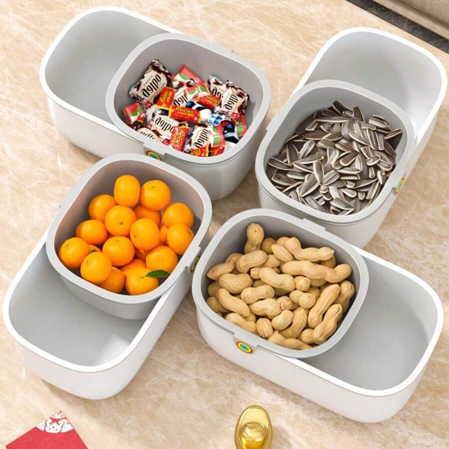 Cesta de frutas y verduras de doble capa, organizador de encimera de cocina, soporte para frutos secos de escritorio de oficina, caja de almacenamiento multifuncional