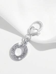 1pc Fashionable Minimalist Style Hollow Out Rhinestone Studded 26 English Letter Unisex Keychain Pendant Accessory - Silver XYK2024 - View 20