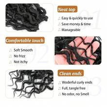 女神辫钩编假发 14/18/22 英寸，1/8 包，女士波西米亚风柔软辫子，预绕式河流钩编辫子，卷曲发尾 - 彩色 - 查看 8