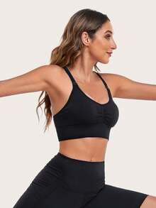 Sujetador deportivo sexy inalámbrico para mujer con bomba de lactancia integrada - Tirantes ajustables (el biberón para los pezones es solo para decoración, no para uso real)