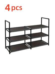 1pc Double-Deck Simple Dust-Proof Shoe Rack, Storage Shelf, Space Saving, Sturdy, Fashionable, Easy To Assemble And Disassemble, Portable, Suitable For Living Room, Bedroom, Entryway, Office, Home, Multi-Layer Storage, Holiday Gift, Valentine's Day Gift, Children's Gift - Multicolor - View 9
