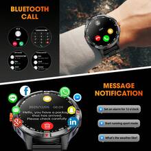 Montre connectée pour hommes avec appel Bluetooth/Éclairage LED, écran large ultra-clair de 1,46 pouces, plus de 100 modes multisports, suivi du sommeil et du podomètre. Montre connectée pour hommes avec réveil, calendrier, minuterie. Style extérieur avec batterie 1000 mAh longue durée pour iPhone et Android - Noir - Voir 6