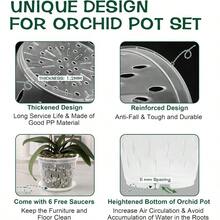 Orchid Pot 5 Inch 6 Pack Orchid Pots With Holes And Saucers Clear Plastic Orchid Pots - 5不清楚 - 查看 3