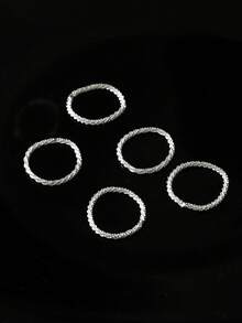 1-5pcs Shiny Gypsophila Ring Set, Women Shimmery Rings Closed Super Glitter Chain Rings