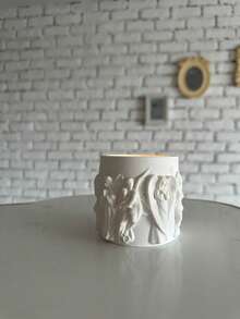 1pc Scented Candle, White Angel Plaster Cup Candle, Suitable For Wedding Chapel, Hotel Room, Christmas Gift, Salon, Gardenia & Cedarwood Scent - White - View 6