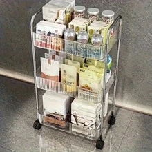 Acrylic Storage Rack, Suitable For Bathroom, Kitchen And Living Room Organization With A Transparent Multi-Layer Design And A 360° Rotation Feature For Easy Access To Tissue Boxes, Cosmetics, And Everyday Essentials; Space-Saving, Clear Acrylic Construction With Smooth Edges; Keeps Countertops Tidy In Vanity, Sink, Pantry, Laundry, And Dining Areas; Versatile, Stylish Storage Solution That Enhances Modern Decor And Daily Efficiency. - Multicolor - View 7