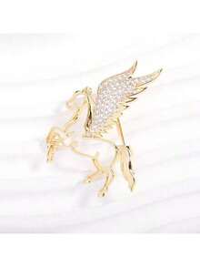1pc Minimalist Pegasus Design Hollow-Out Zirconia Inlaid Sophisticated Unisex Suit Accessory