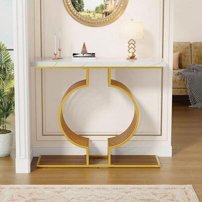 35 X 77 Cm, Black Table With Gold Legs, High Gloss MDF Table For Entryway, Console Table, Hallway Table, Sideboard, End Table, Vintage