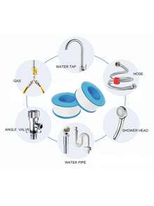 PTFE Thread Sealing Tape - Leak-Proof, PVC-Free Plumber's Tape For Faucets, Hoses & Valves - Essential Home Repair & Workshop Tool With Whi