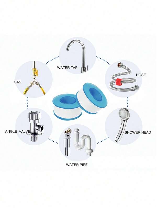 PTFE Thread Sealing Tape - Leak-Proof, PVC-Free Plumber's Tape For Faucets, Hoses & Valves - Essential Home Repair & Workshop Tool With Whi
