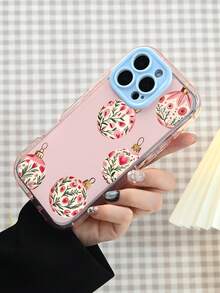 Cute Floral Bauble Pattern Phone Case For IPhone 12/13/14/15/16 Girls Women Aesthetic Protective Cover - Pink - View 3