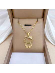 Sanrio 1件三丽鸥卡通人物Hello Kitty可爱镂空吊坠项链，适合作为女士珠宝配饰或礼物 - 彩色 - 查看 8