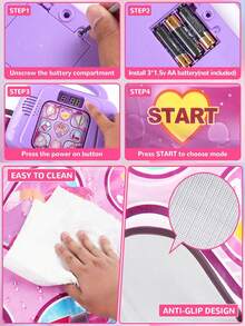 儿童音乐舞蹈游戏垫，多功能电子音乐地板游戏垫，舞蹈玩具游戏，亲子互动游戏垫，儿童益智玩具，男女皆宜，附赠礼品卡 - 粉色 - 查看 9